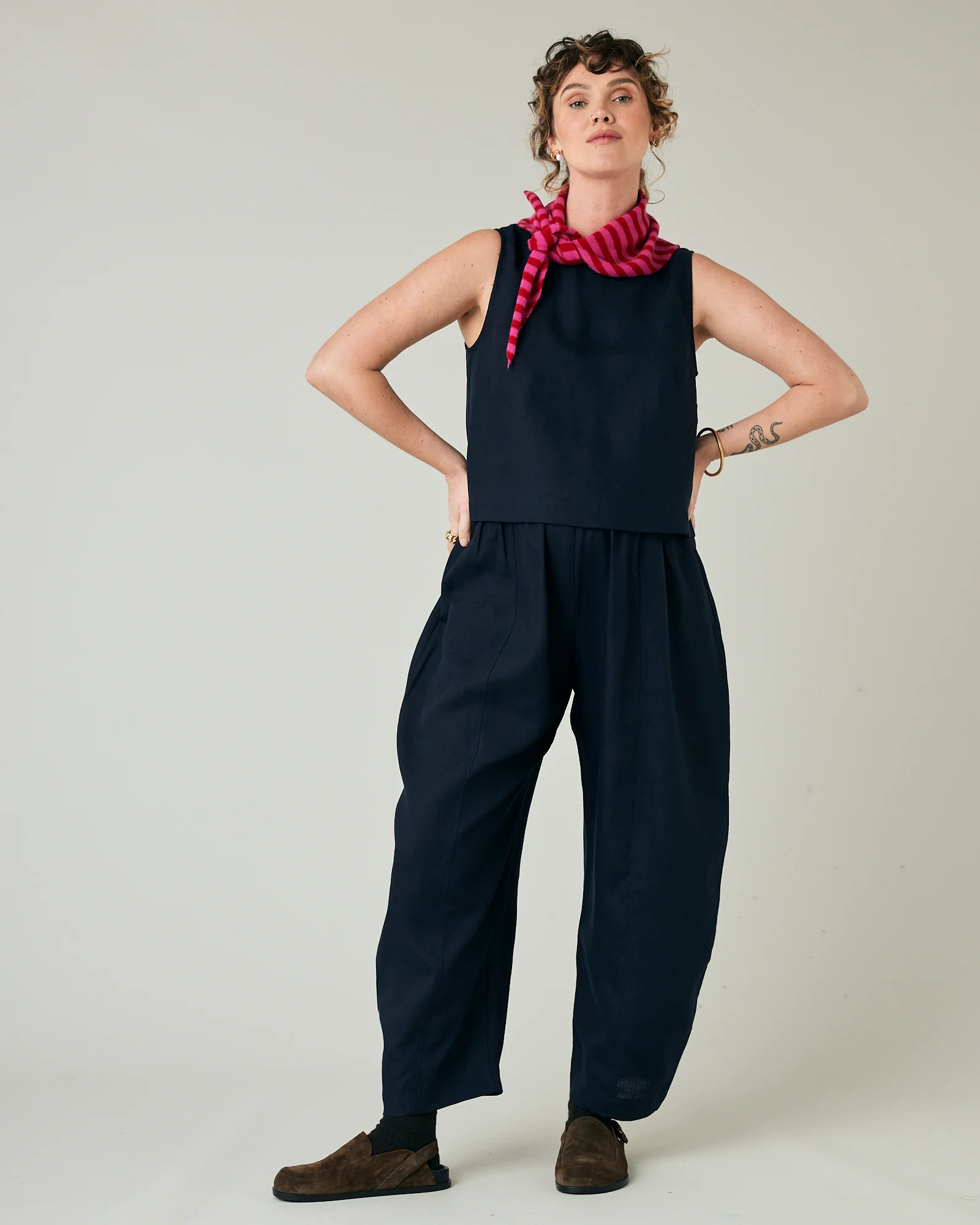 Esme Navy Linen Top - Image 7