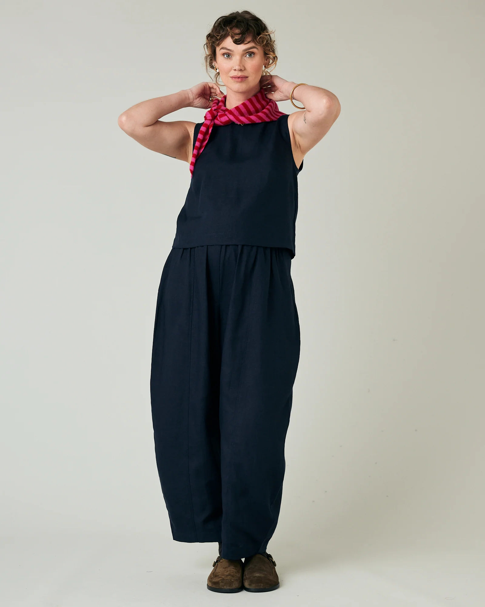 Esme Navy Linen Top - Image 8