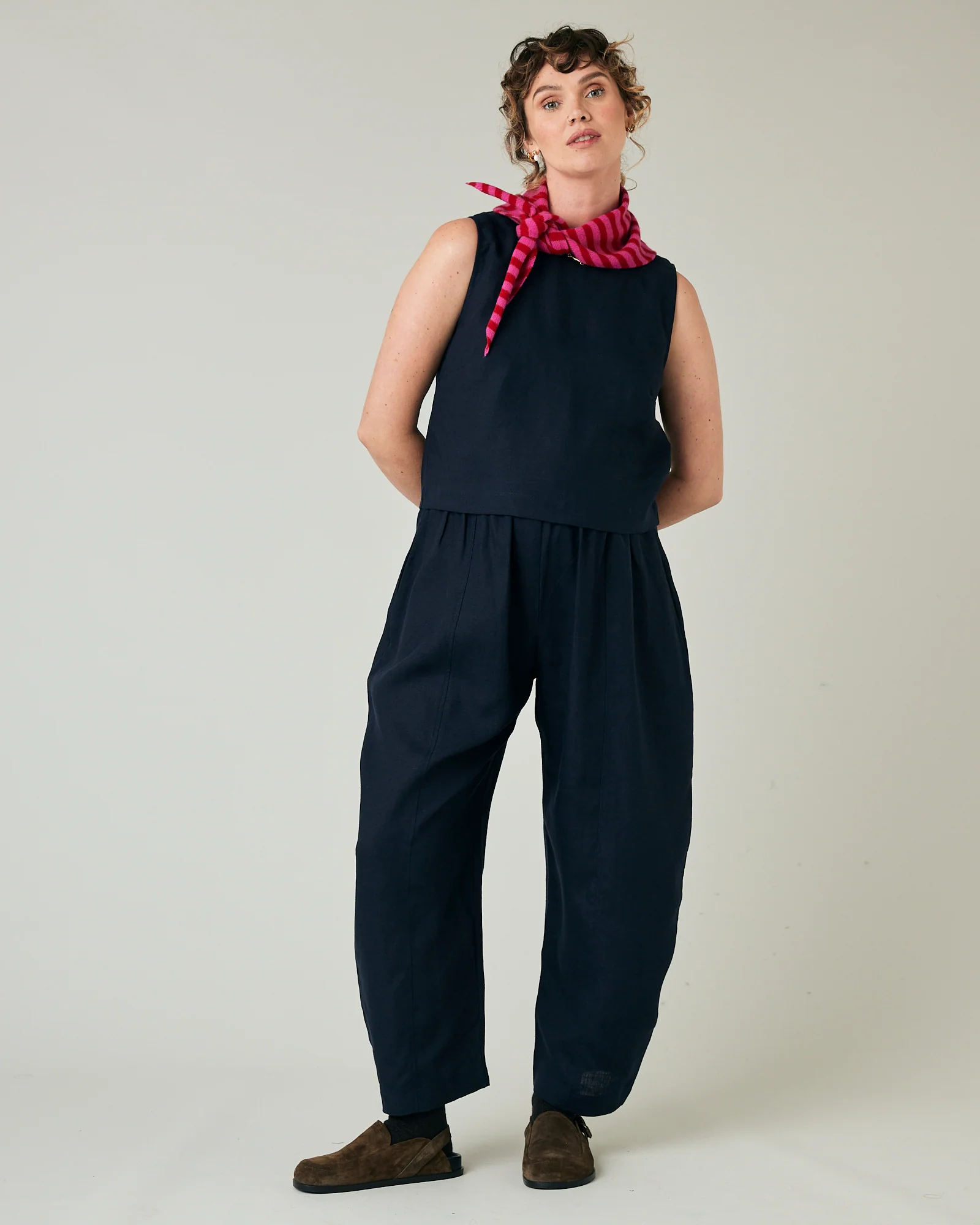 Esme Navy Linen Top - Image 9
