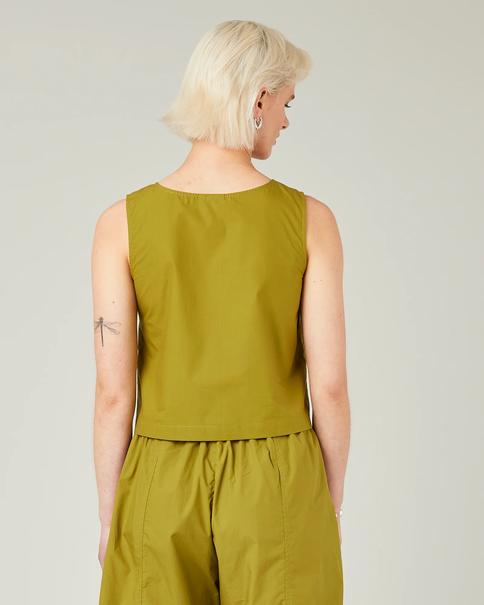 Esme Olive Cotton Poplin Top - Image 3