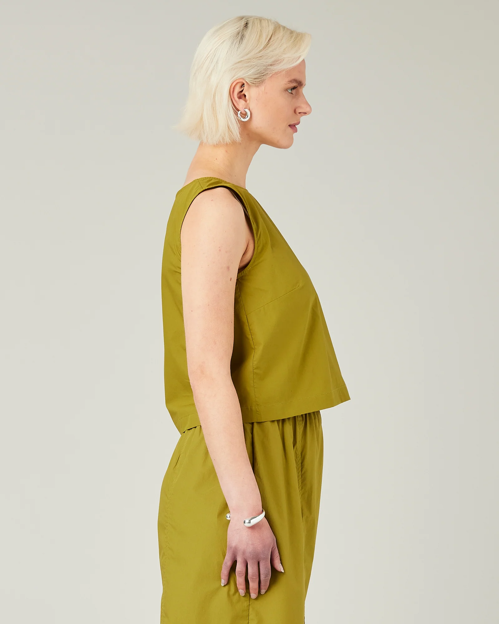 Esme Olive Cotton Poplin Top - Image 4