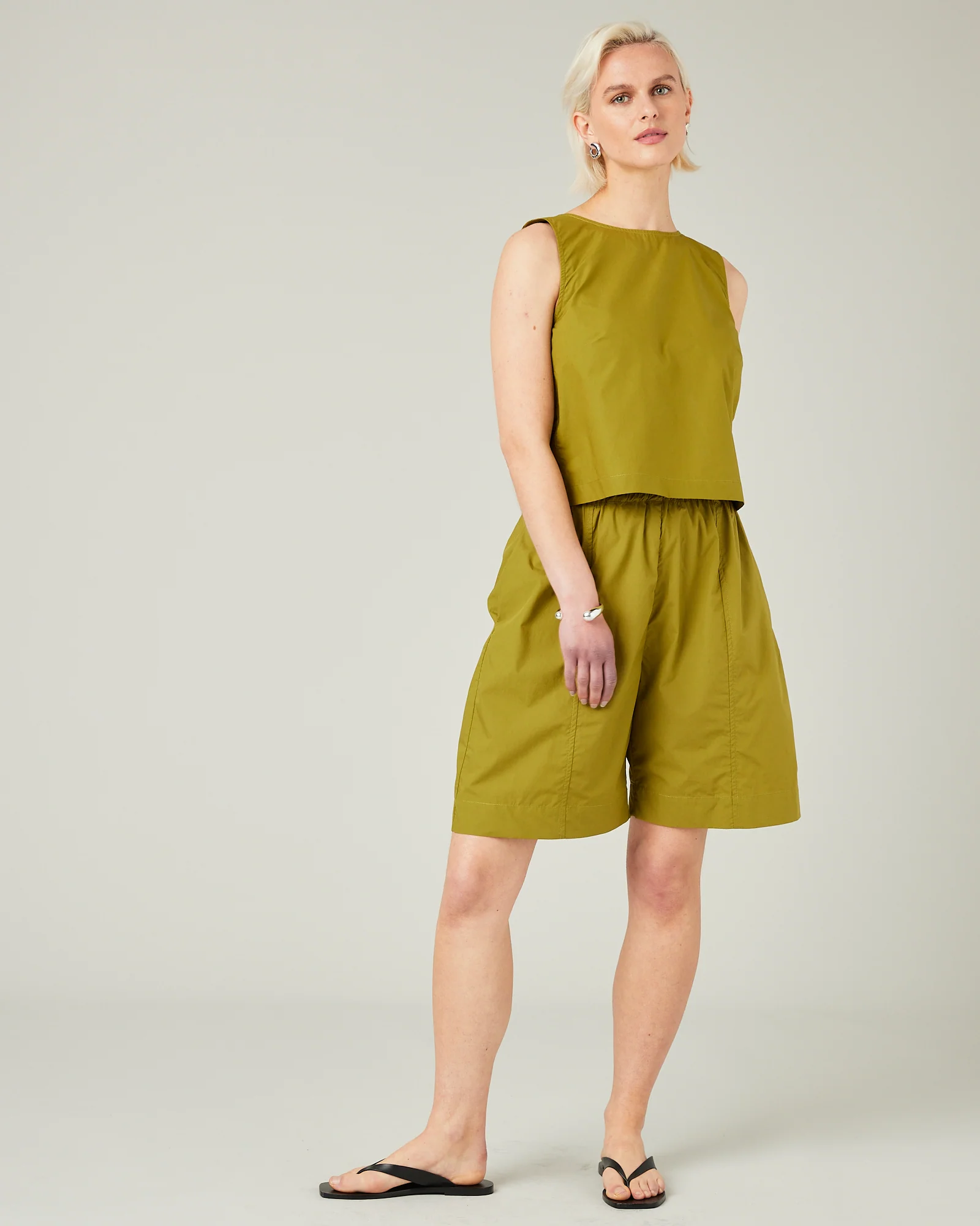 Esme Olive Cotton Poplin Top - Image 5