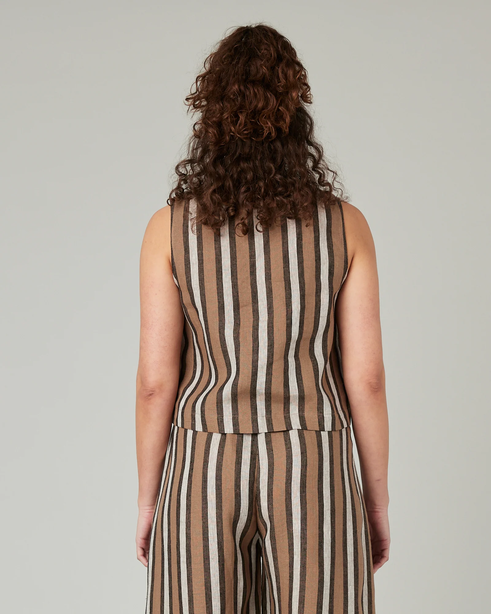 Esme Pecan Stripe Linen Top - Image 12