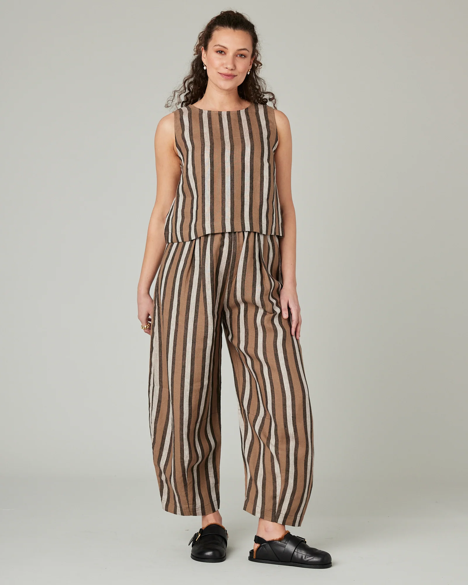 Esme Pecan Stripe Linen Top - Image 15