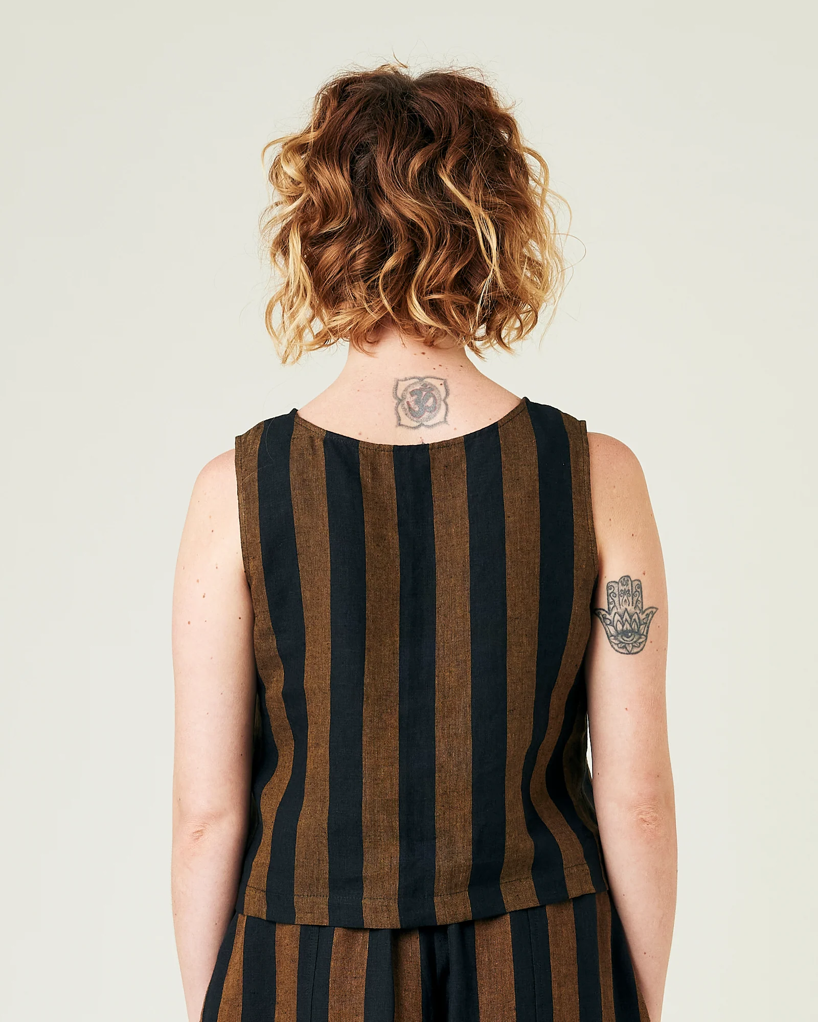 Esme Rust & Black Stripe Linen Top - Image 12