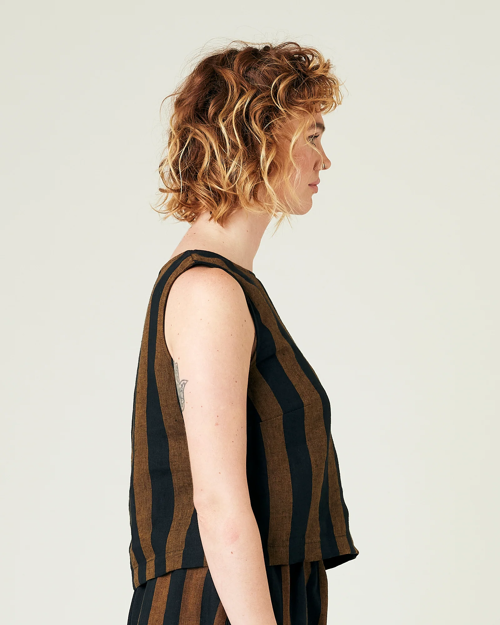 Esme Rust & Black Stripe Linen Top - Image 13