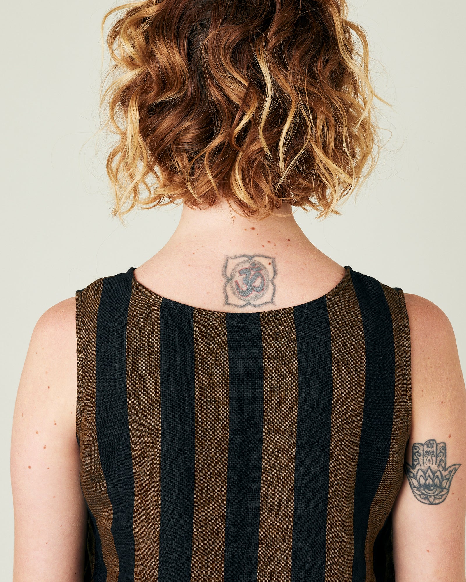 Esme Rust & Black Stripe Linen Top - Image 17