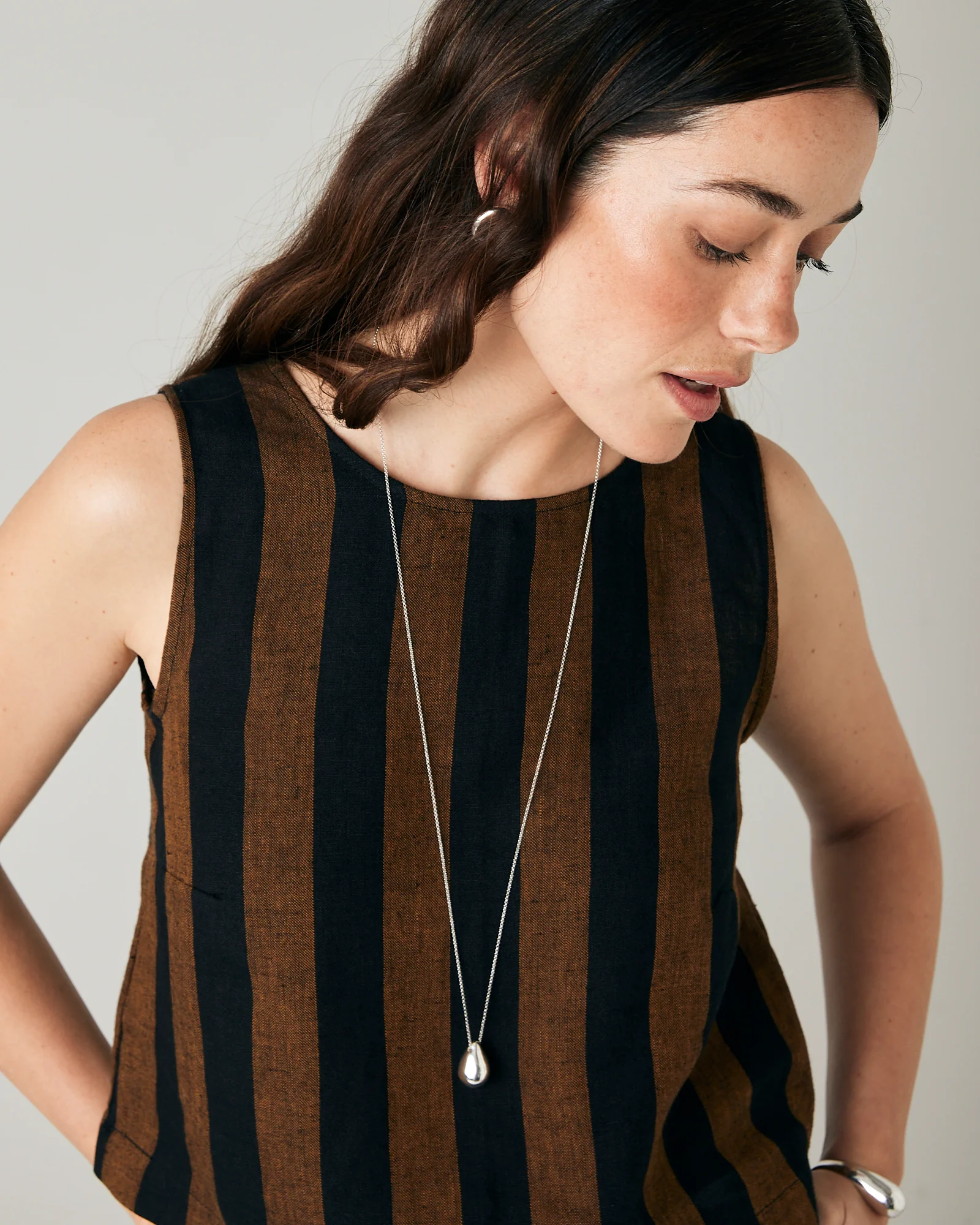 Esme Rust & Black Stripe Linen Top - Image 7