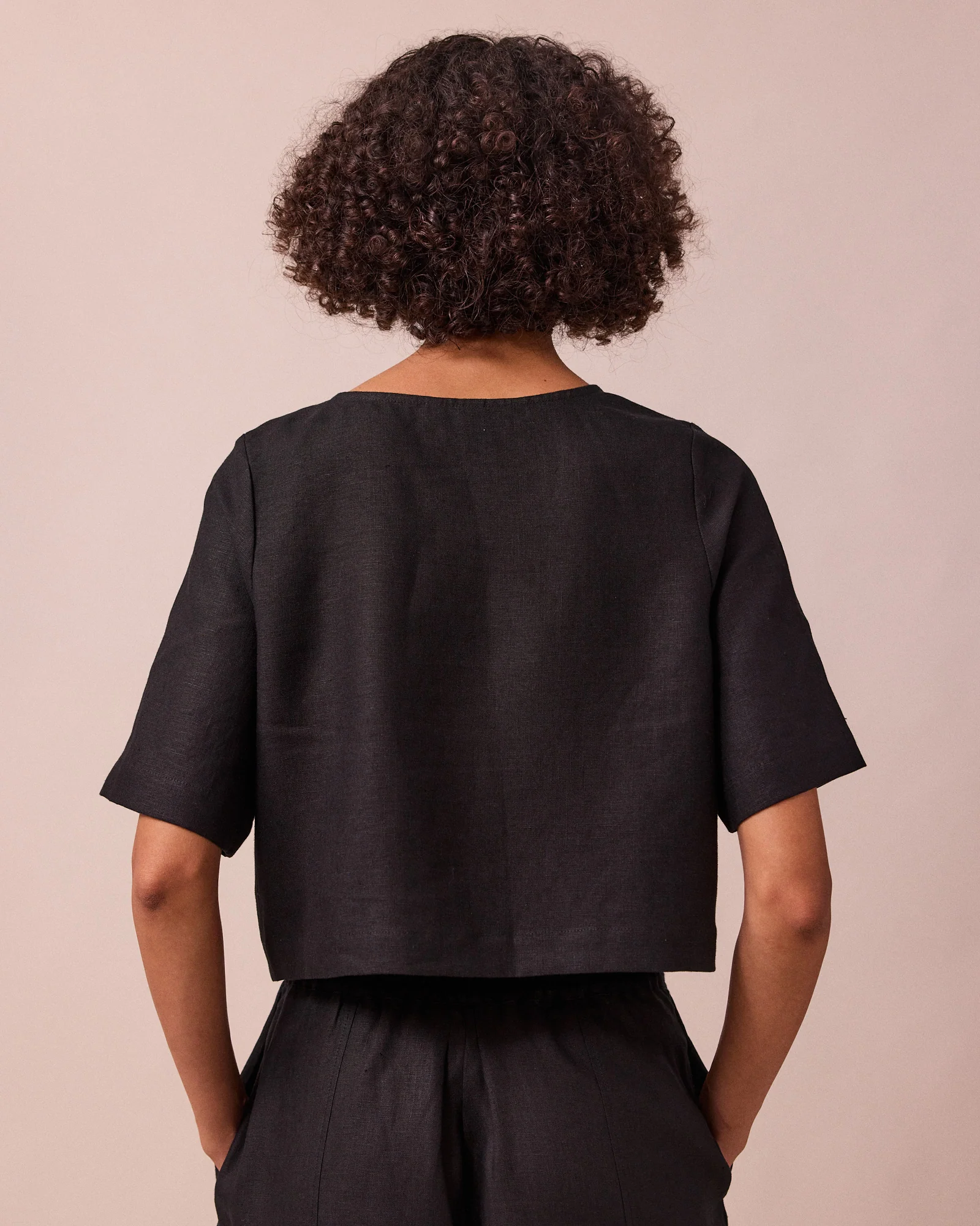 Evelyn Black Linen Top - Image 5