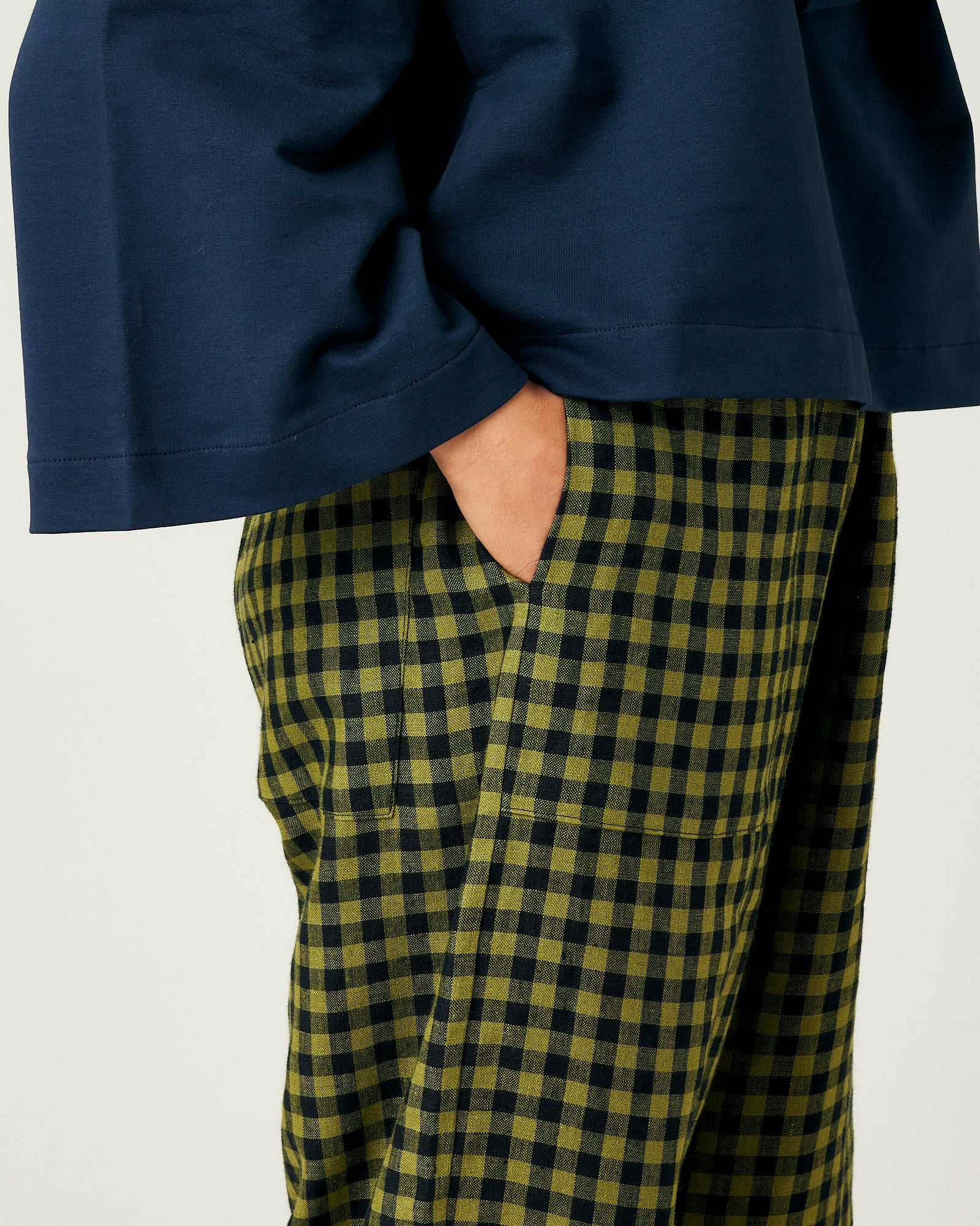 Huxley Green Gingham Linen Trousers - Image 14
