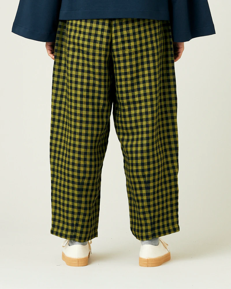 Huxley Green Gingham Linen Trousers - Image 3