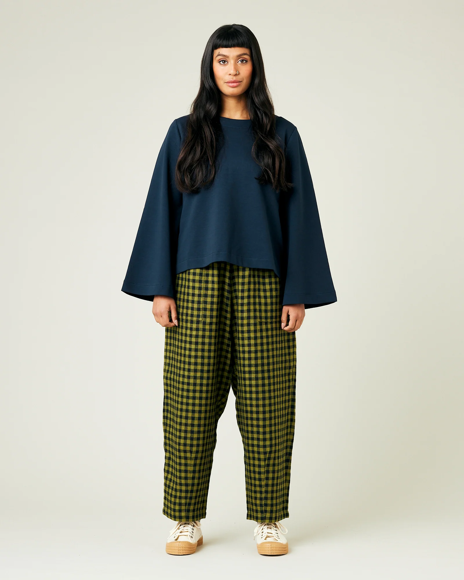 Huxley Green Gingham Linen Trousers - Image 5