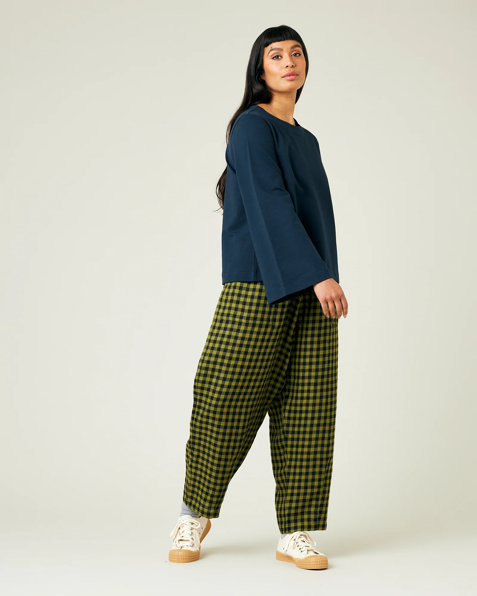 Huxley Green Gingham Linen Trousers - Image 7
