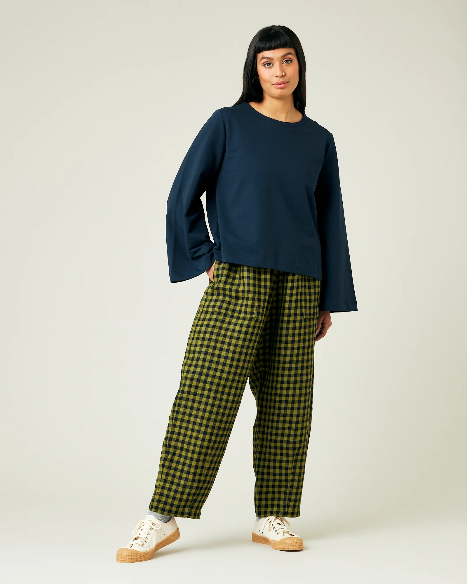 Huxley Green Gingham Linen Trousers - Image 8