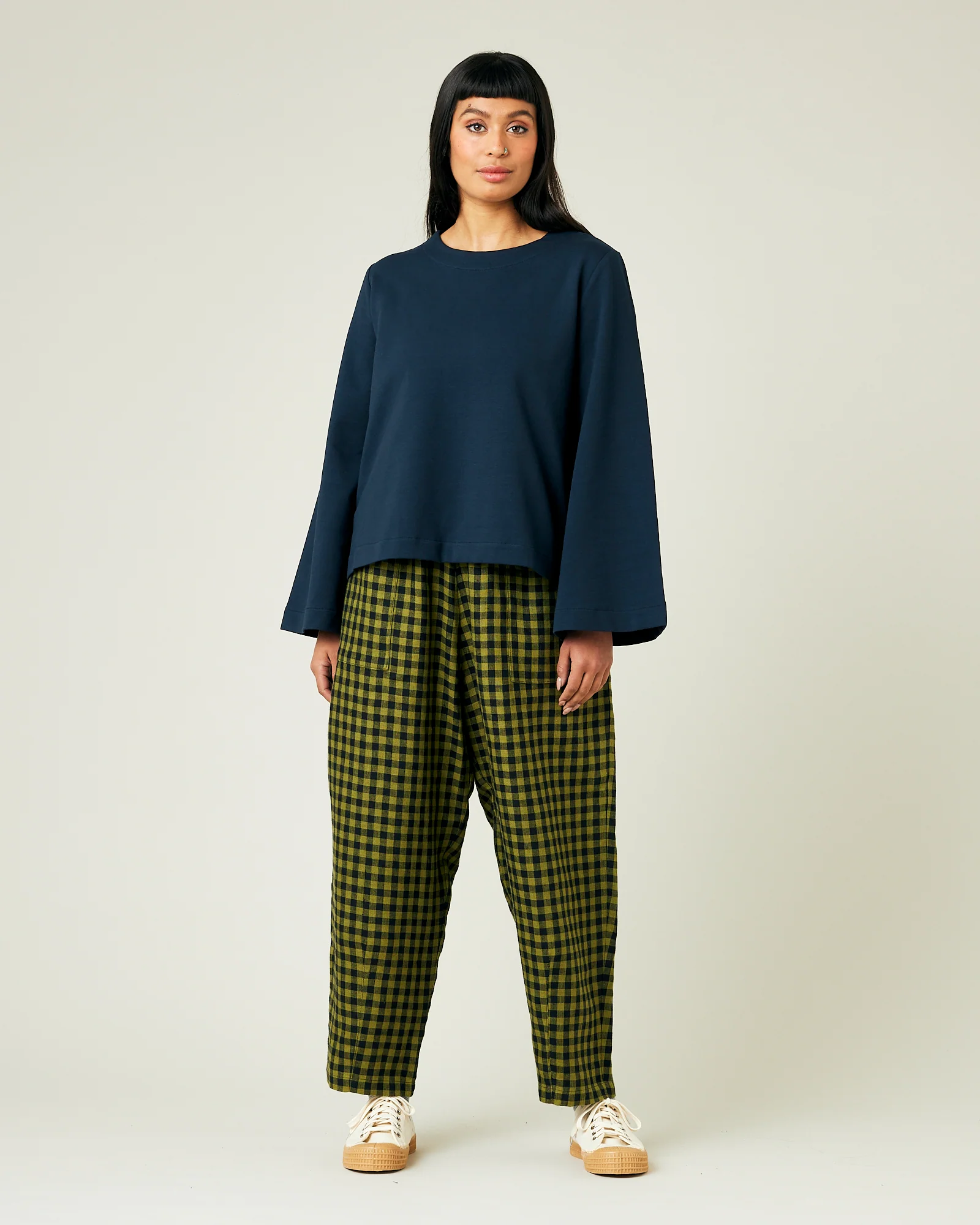 Huxley Green Gingham Linen Trousers - Image 9