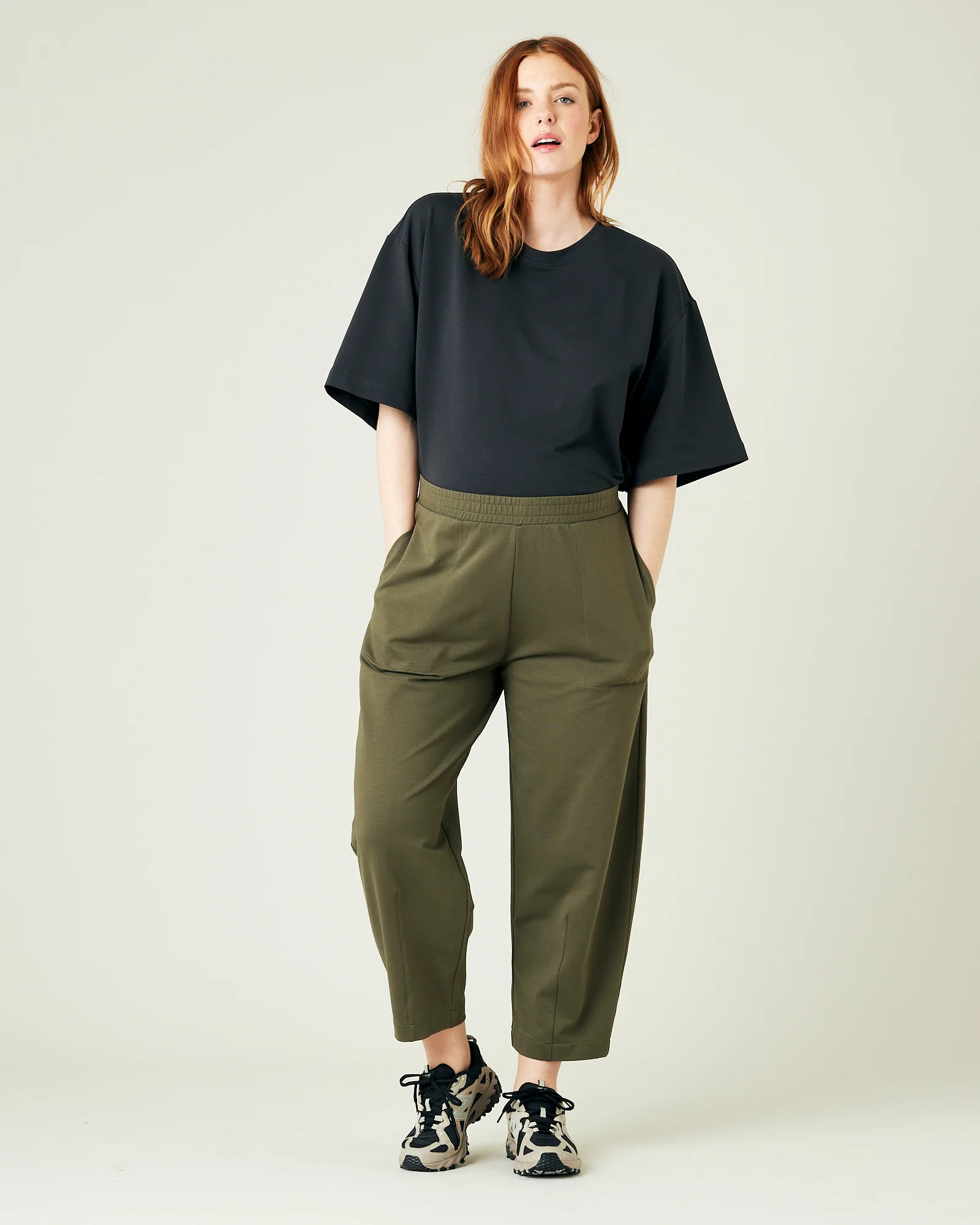 Huxley Olive Cotton Jersey Trousers - Image 14