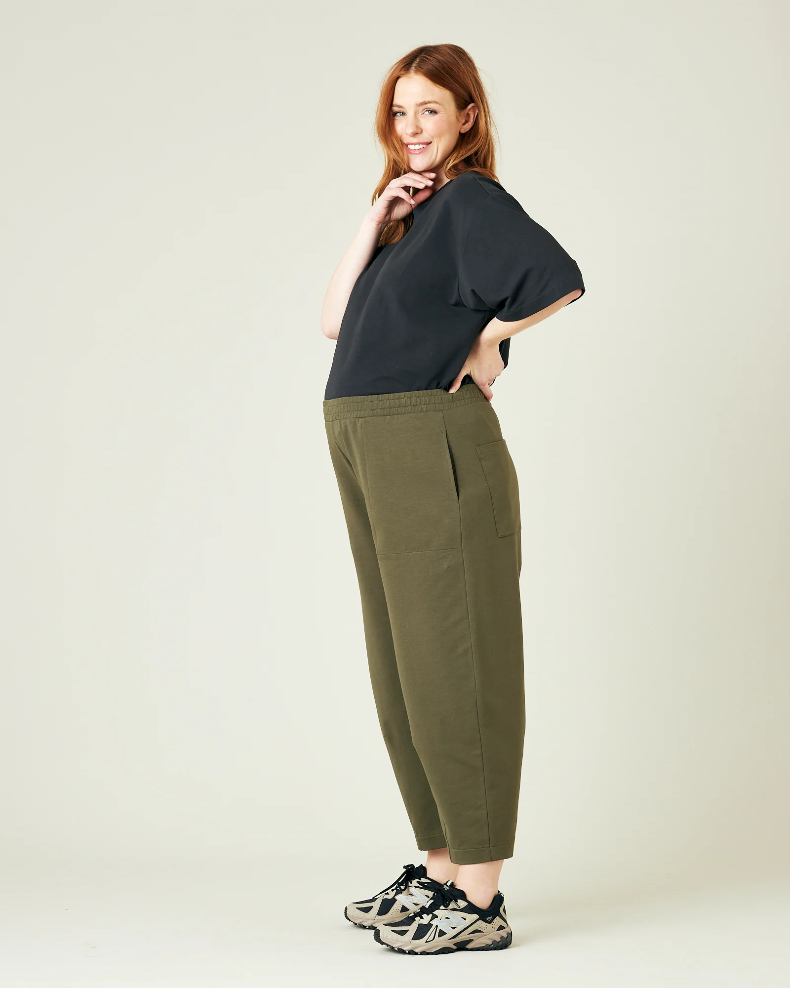 Huxley Olive Cotton Jersey Trousers - Image 16