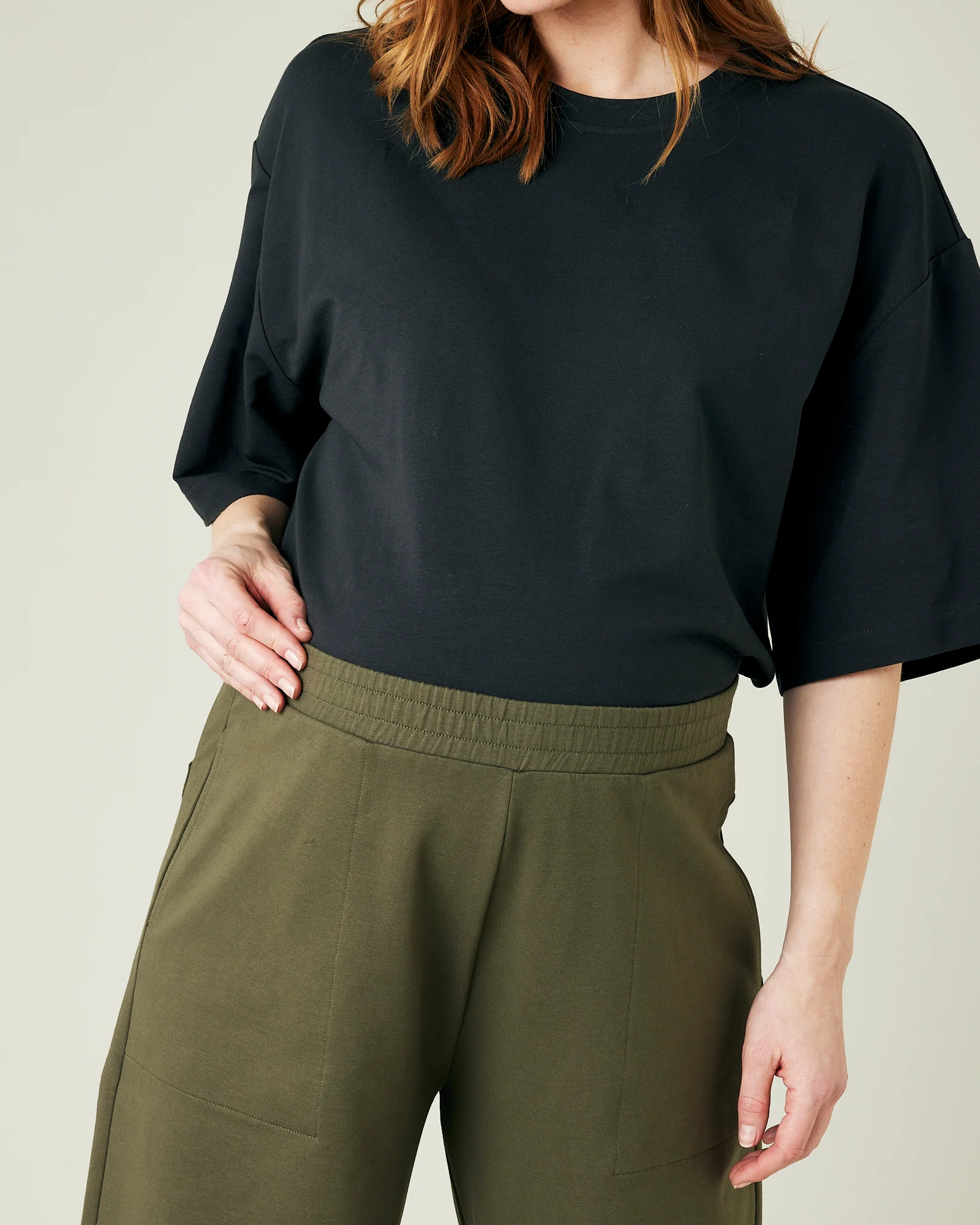 Huxley Olive Cotton Jersey Trousers - Image 18