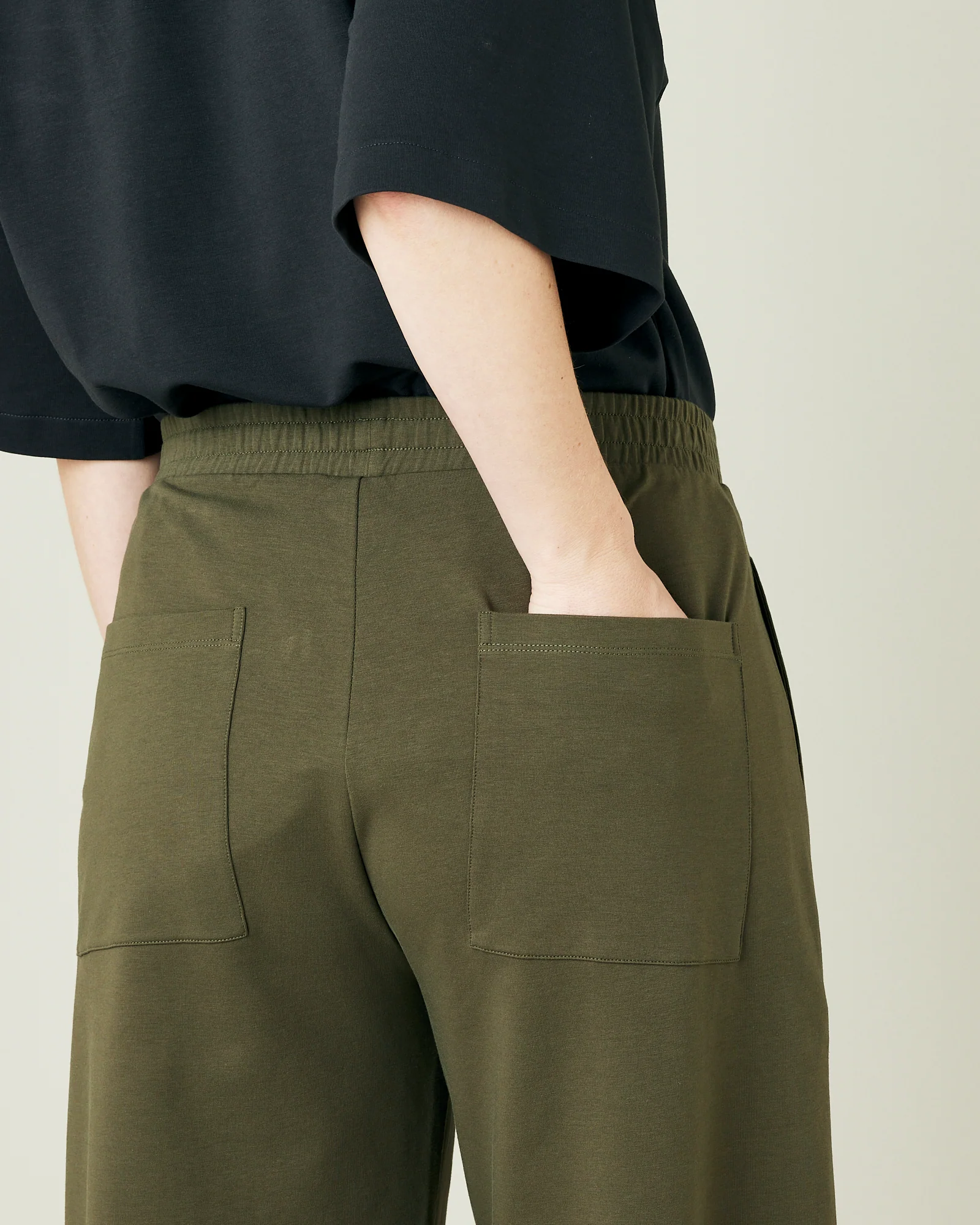 Huxley Olive Cotton Jersey Trousers - Image 19