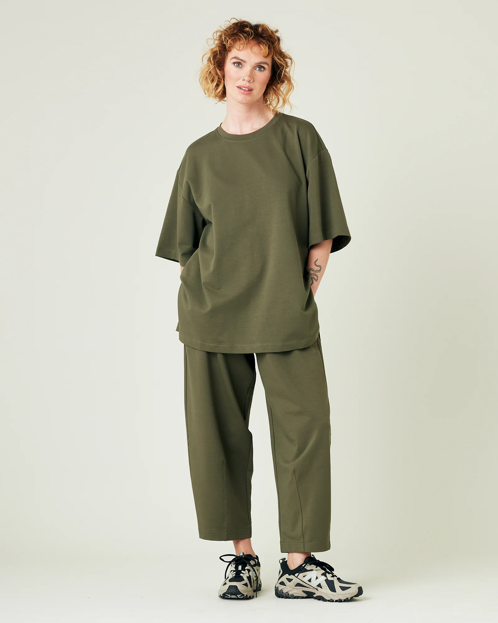 Huxley Olive Cotton Jersey Trousers - Image 5