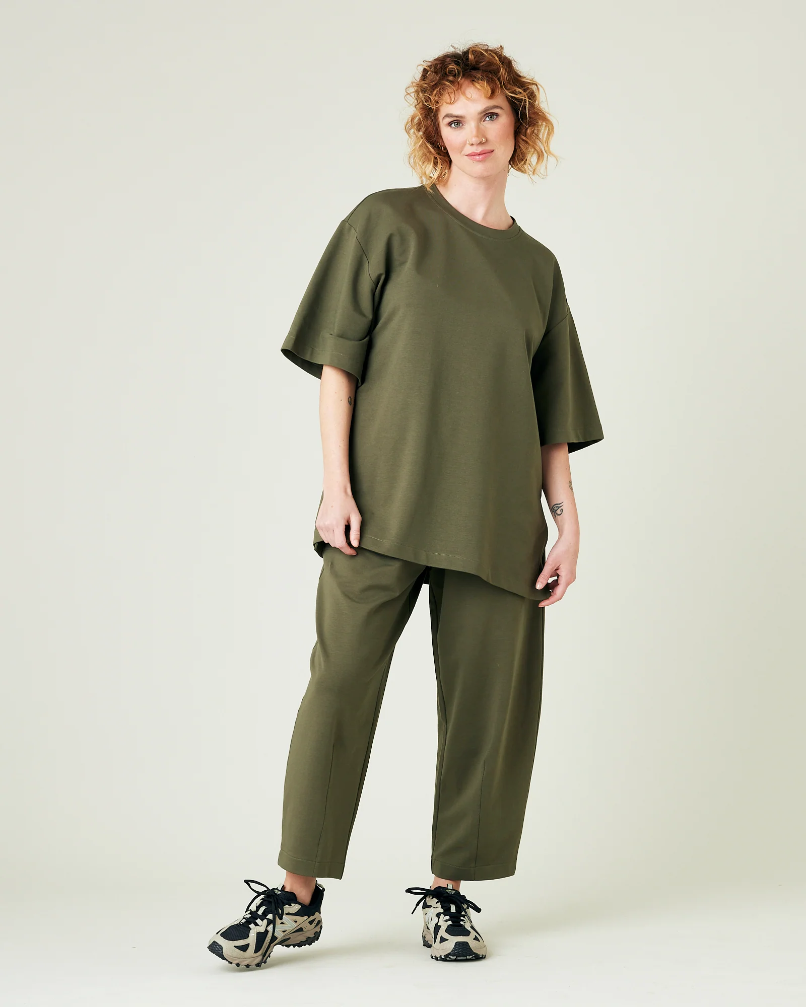 Huxley Olive Cotton Jersey Trousers - Image 6