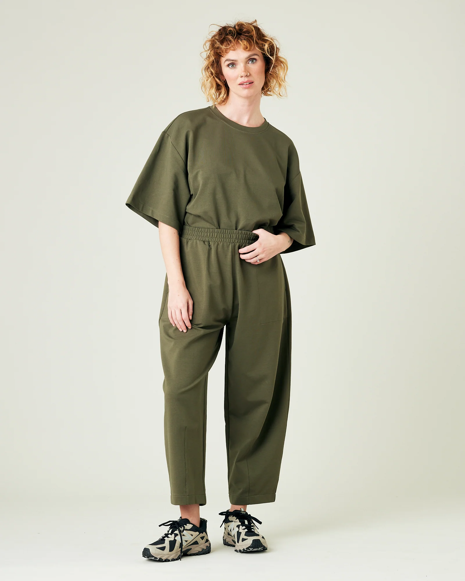 Huxley Olive Cotton Jersey Trousers - Image 7