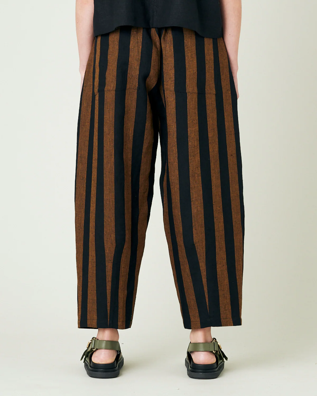 Huxley Rust & Black Stripe Linen Trousers - Image 3