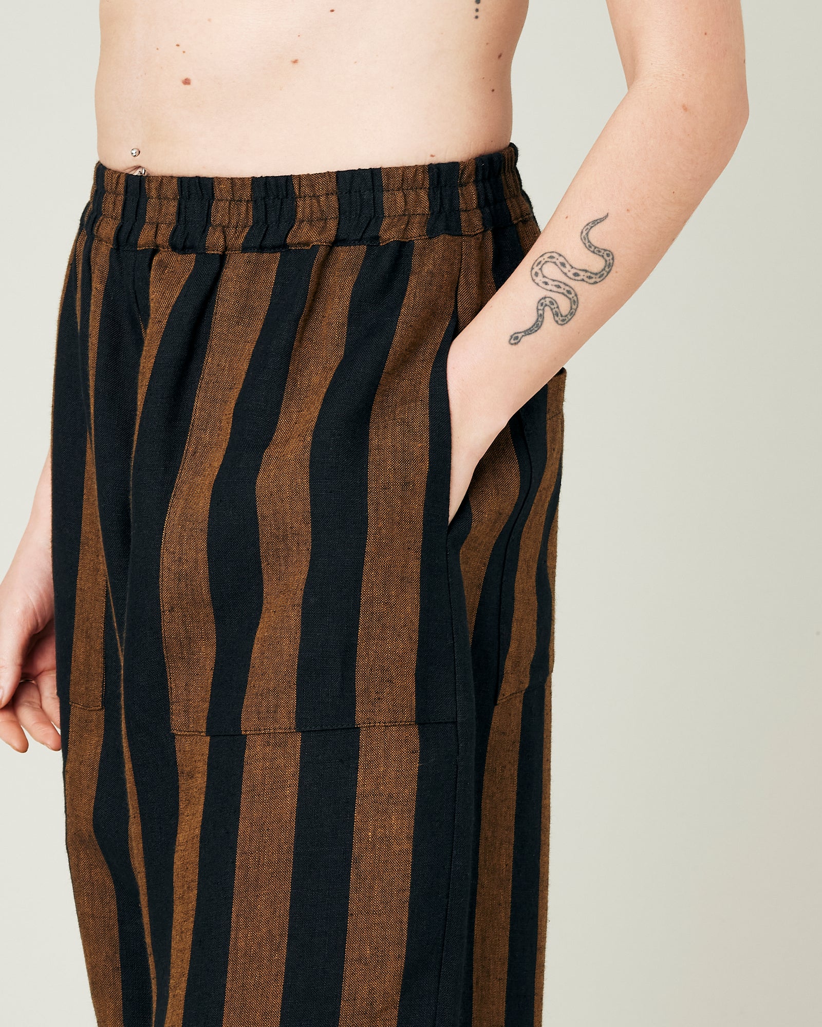Huxley Rust & Black Stripe Linen Trousers - Image 7