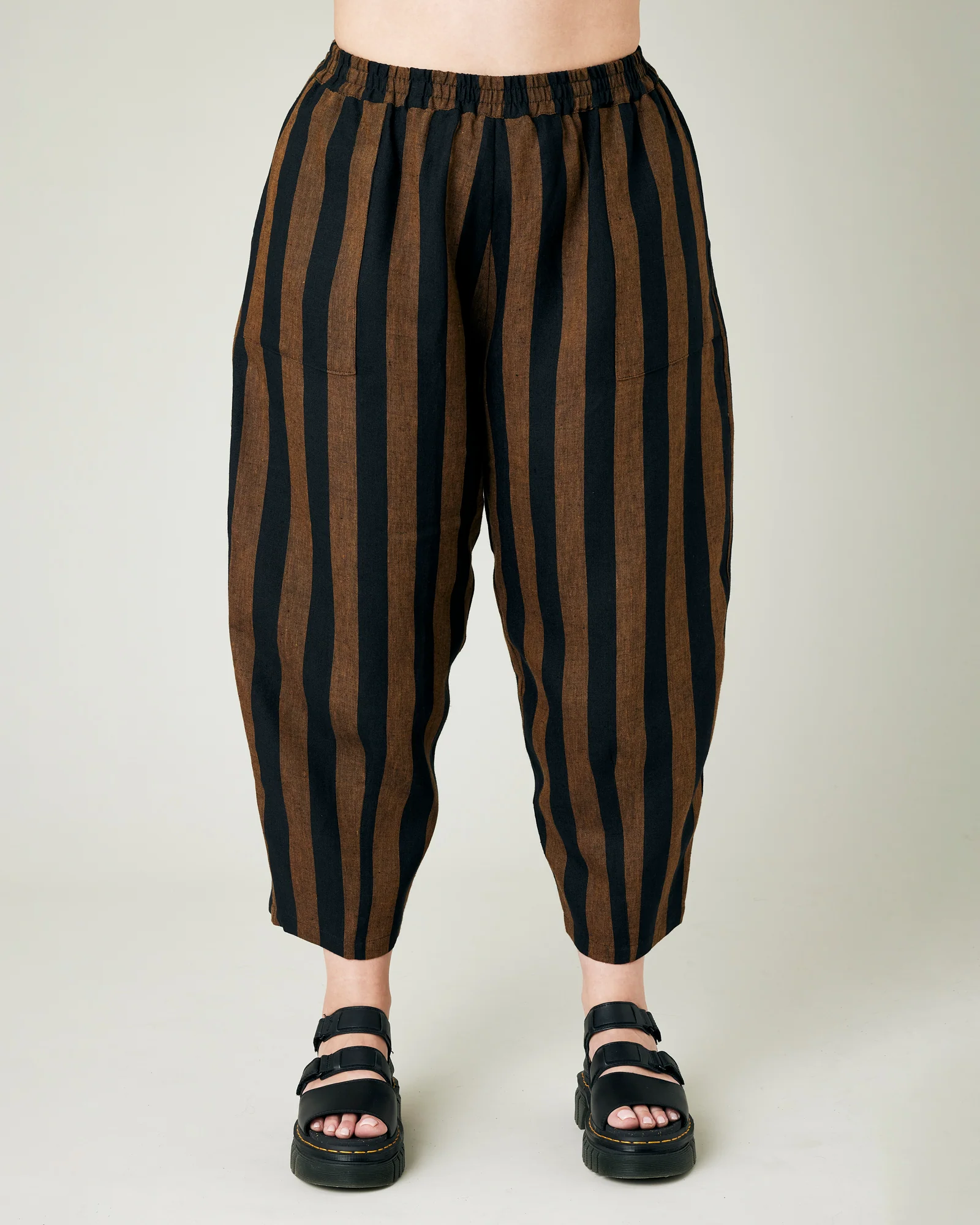 Huxley Rust & Black Stripe Linen Trousers - Image 8