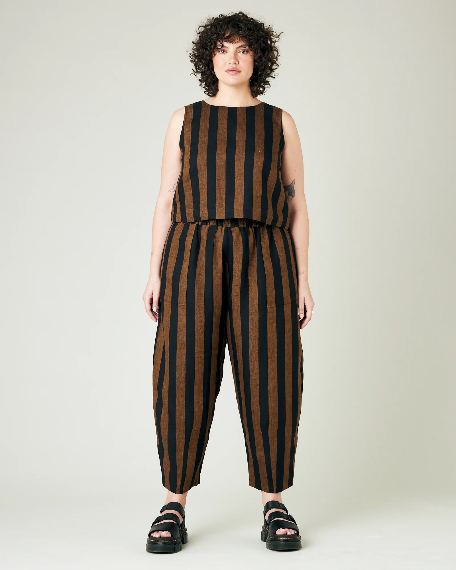 Huxley Rust & Black Stripe Linen Trousers - Image 9