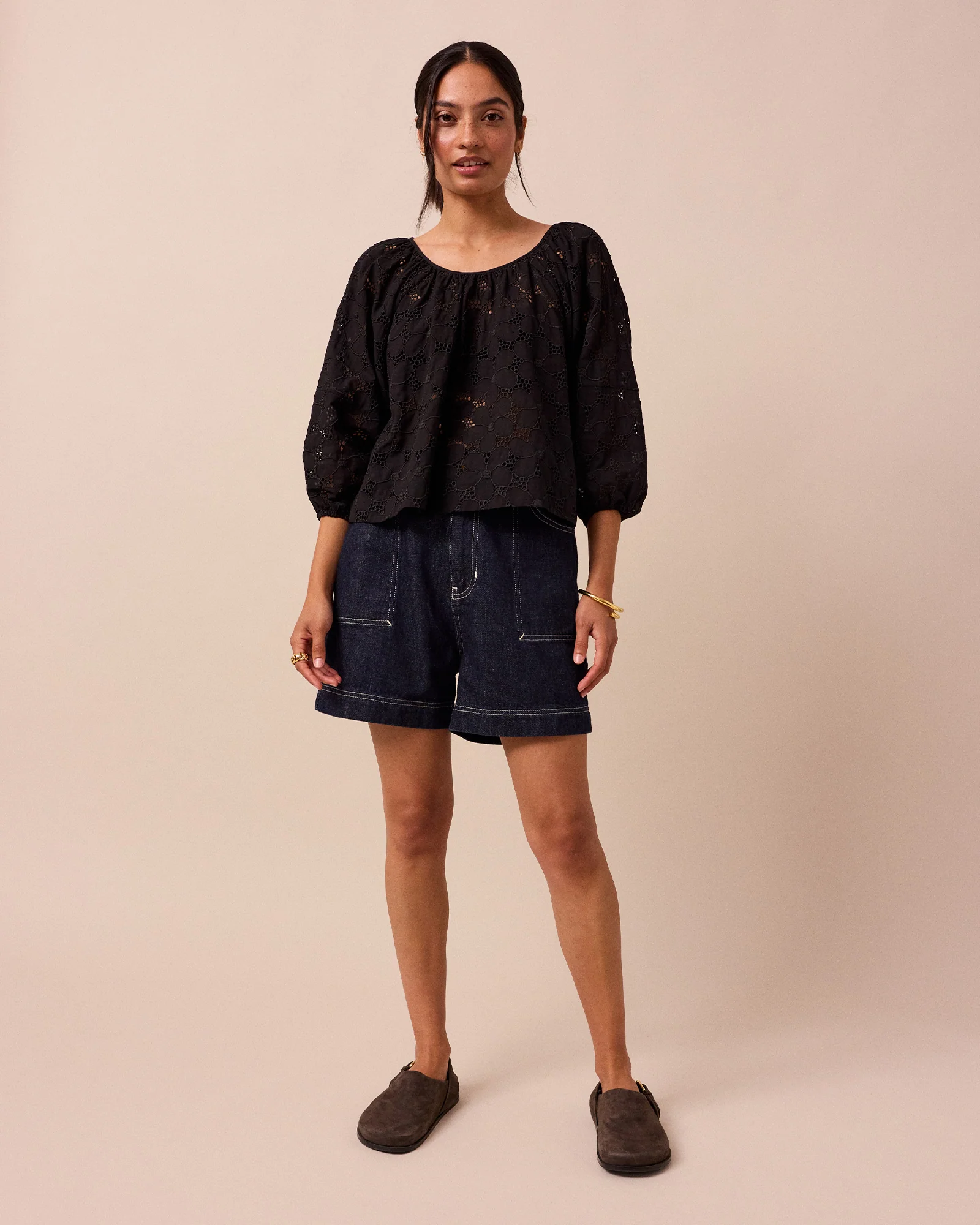 Layla Black Broderie Top - Image 3