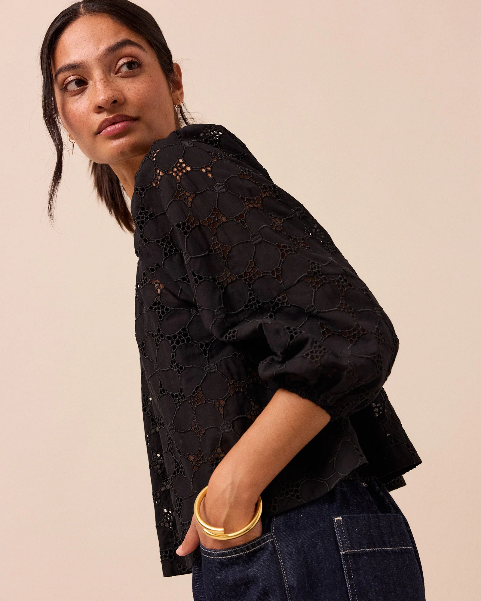 Layla Black Broderie Top - Image 4