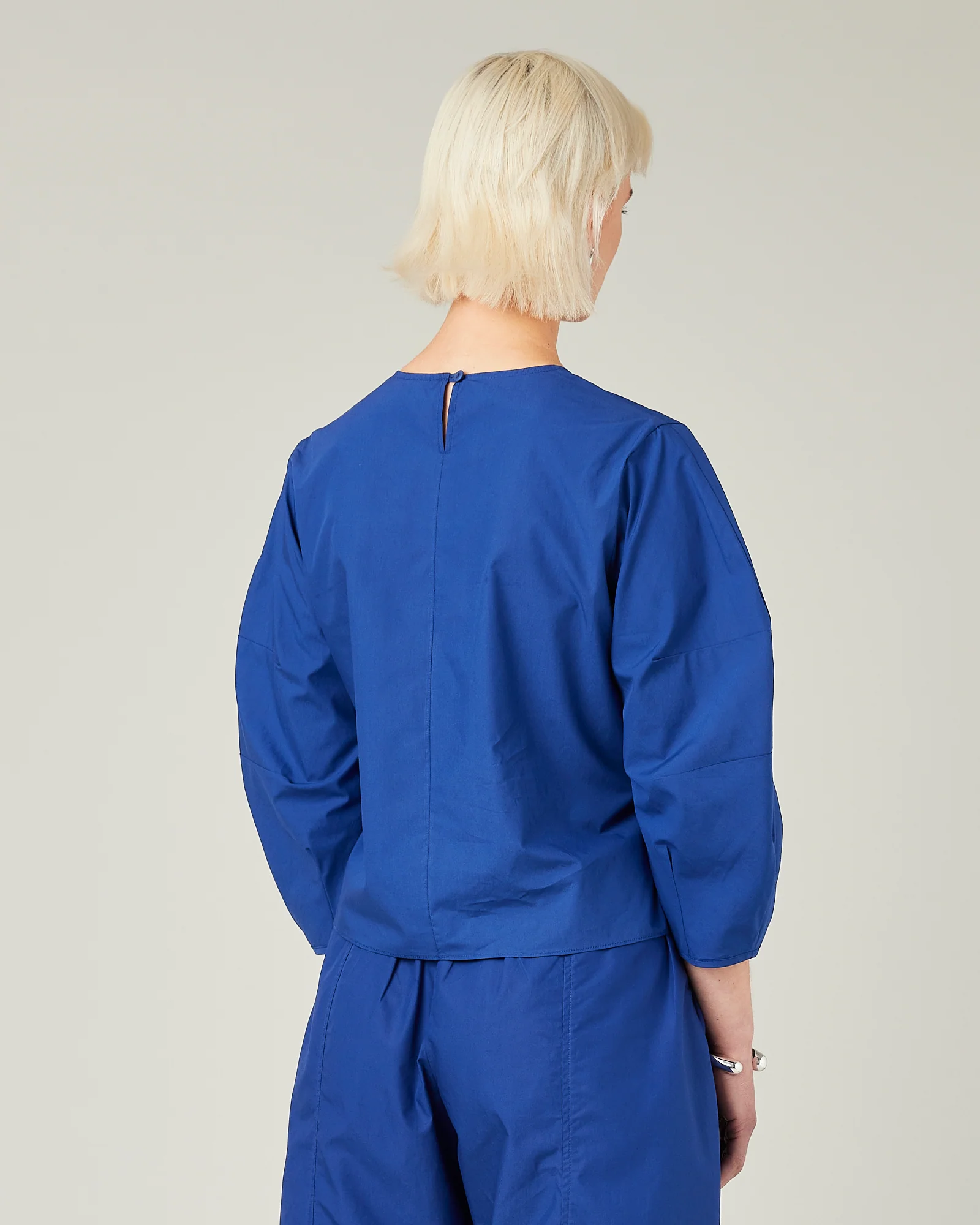 Lena Cobalt Cotton Poplin Top - Image 3