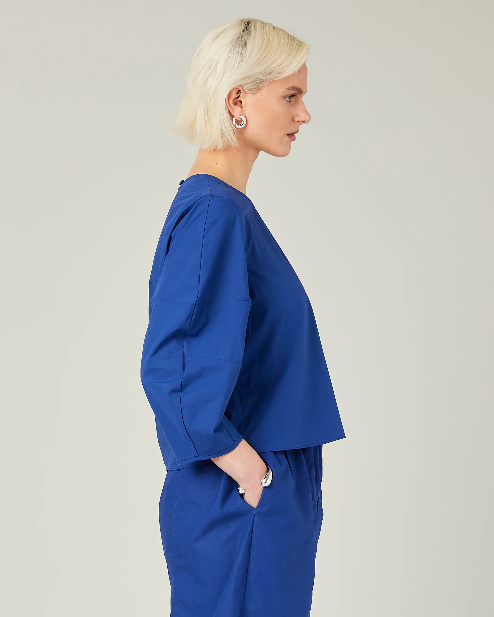 Lena Cobalt Cotton Poplin Top - Image 4