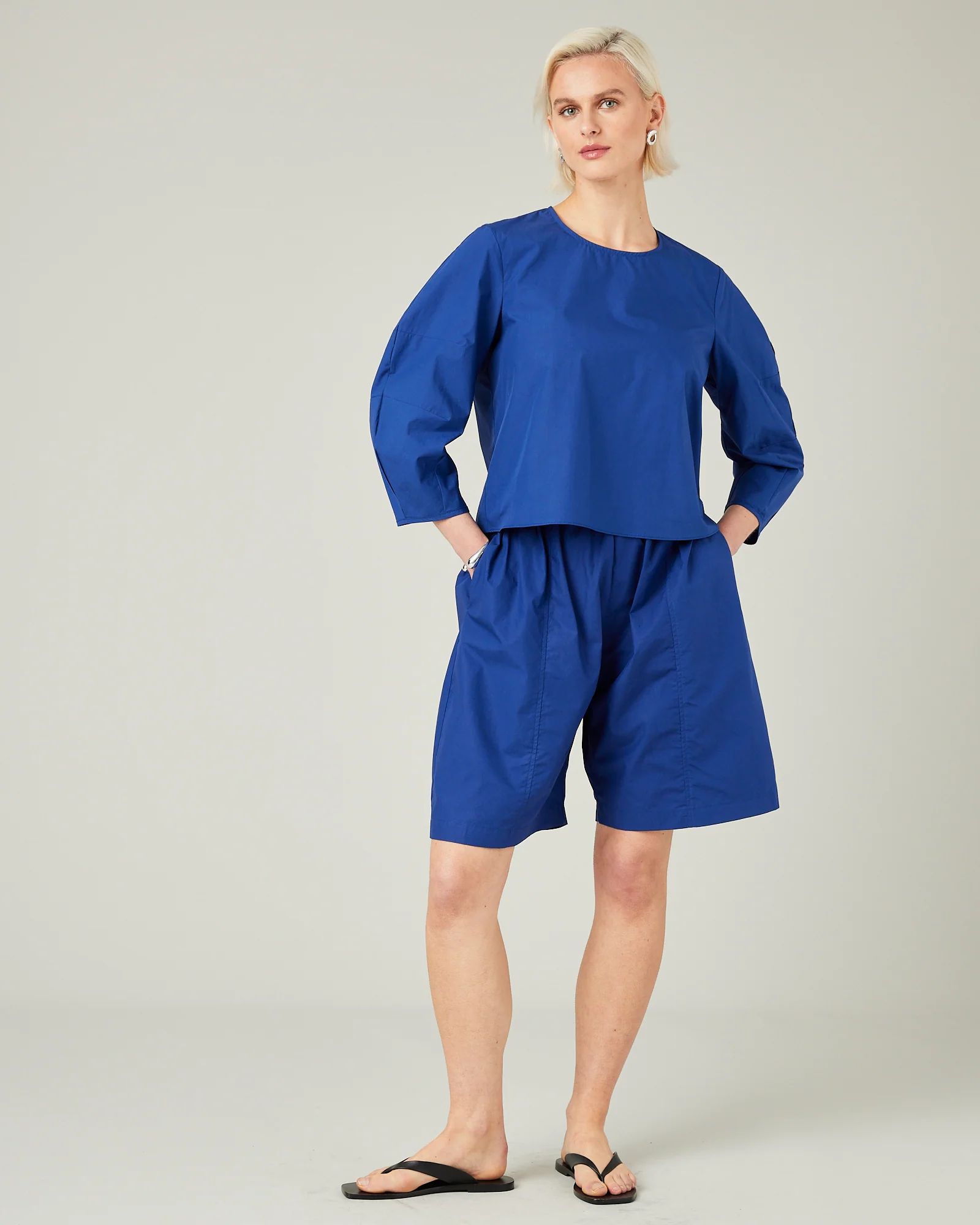 Lena Cobalt Cotton Poplin Top - Image 5