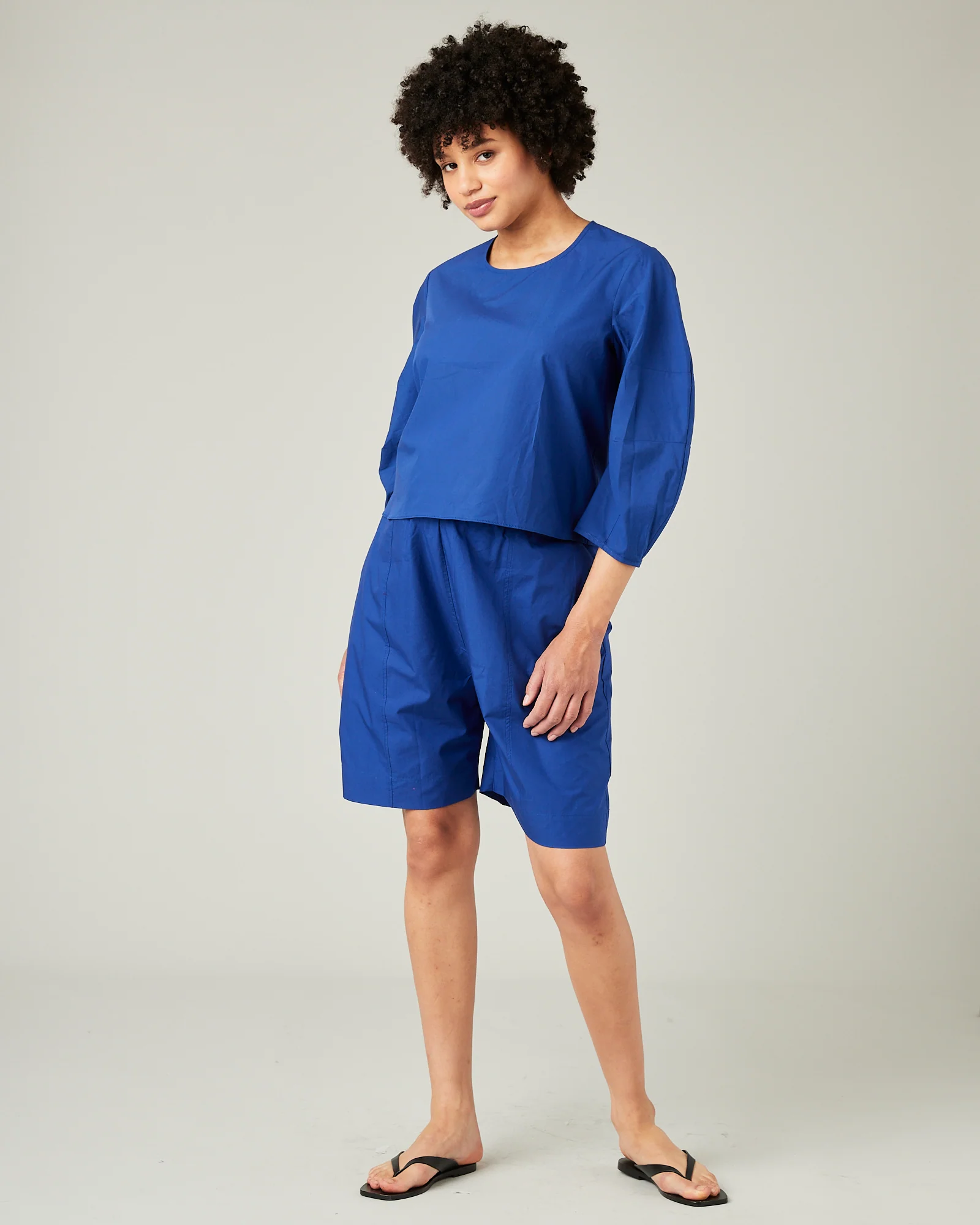 Lena Cobalt Cotton Poplin Top - Image 7