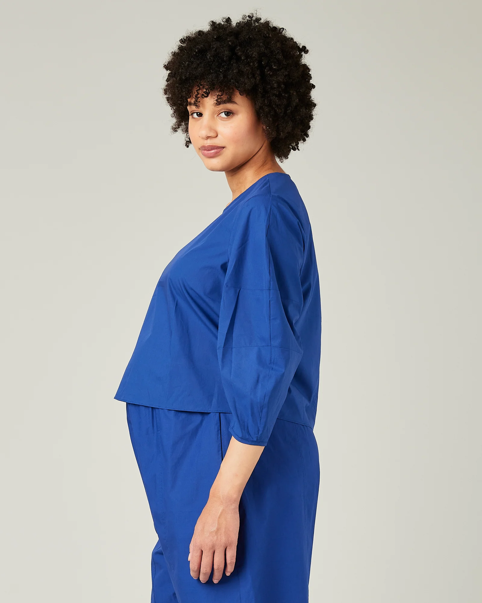 Lena Cobalt Cotton Poplin Top - Image 8