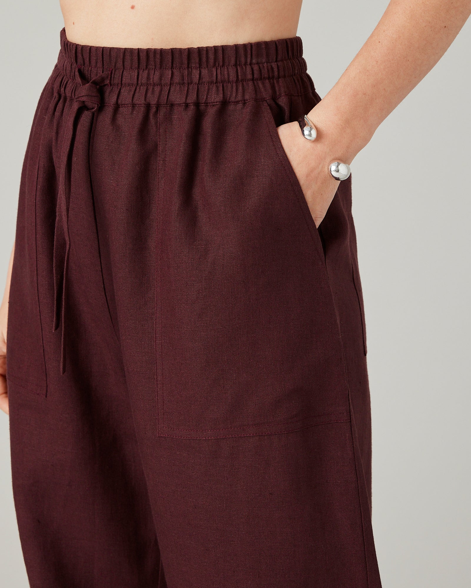 Lexi Burgundy Linen Trousers - Image 10