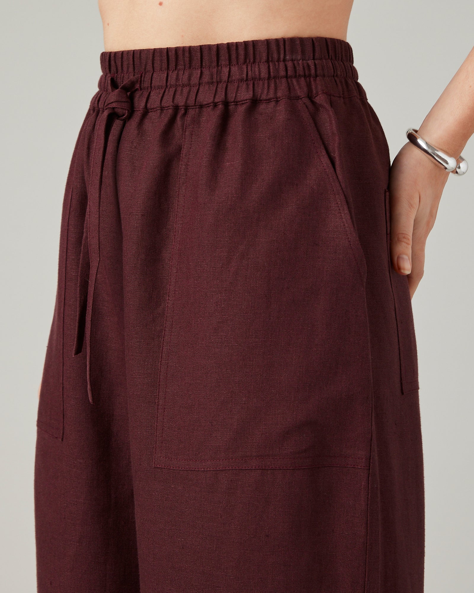 Lexi Burgundy Linen Trousers - Image 11