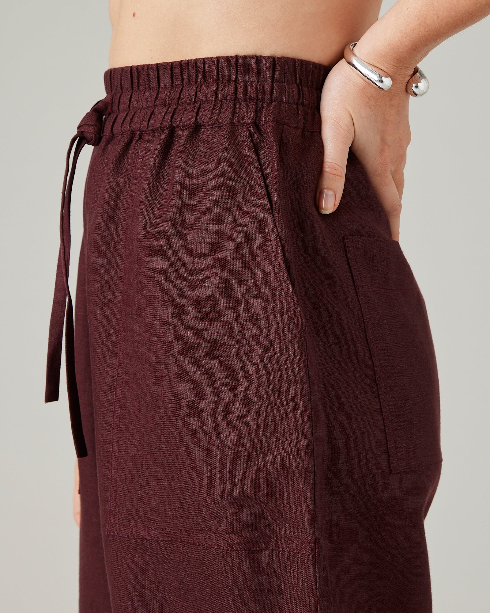 Lexi Burgundy Linen Trousers - Image 12