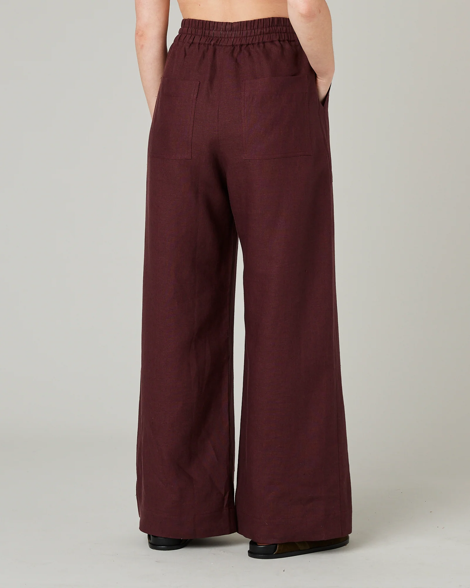 Lexi Burgundy Linen Trousers - Image 3
