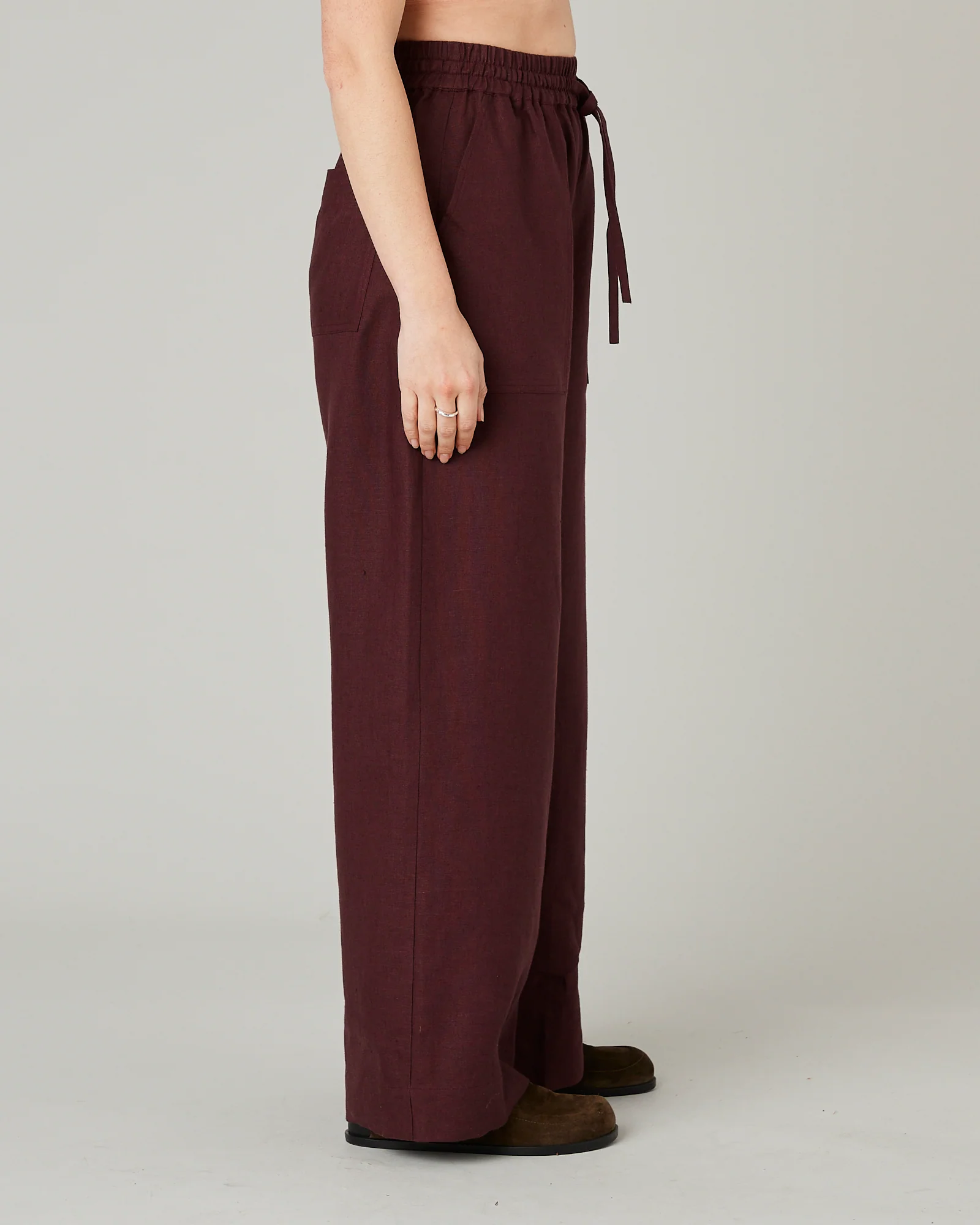 Lexi Burgundy Linen Trousers - Image 4