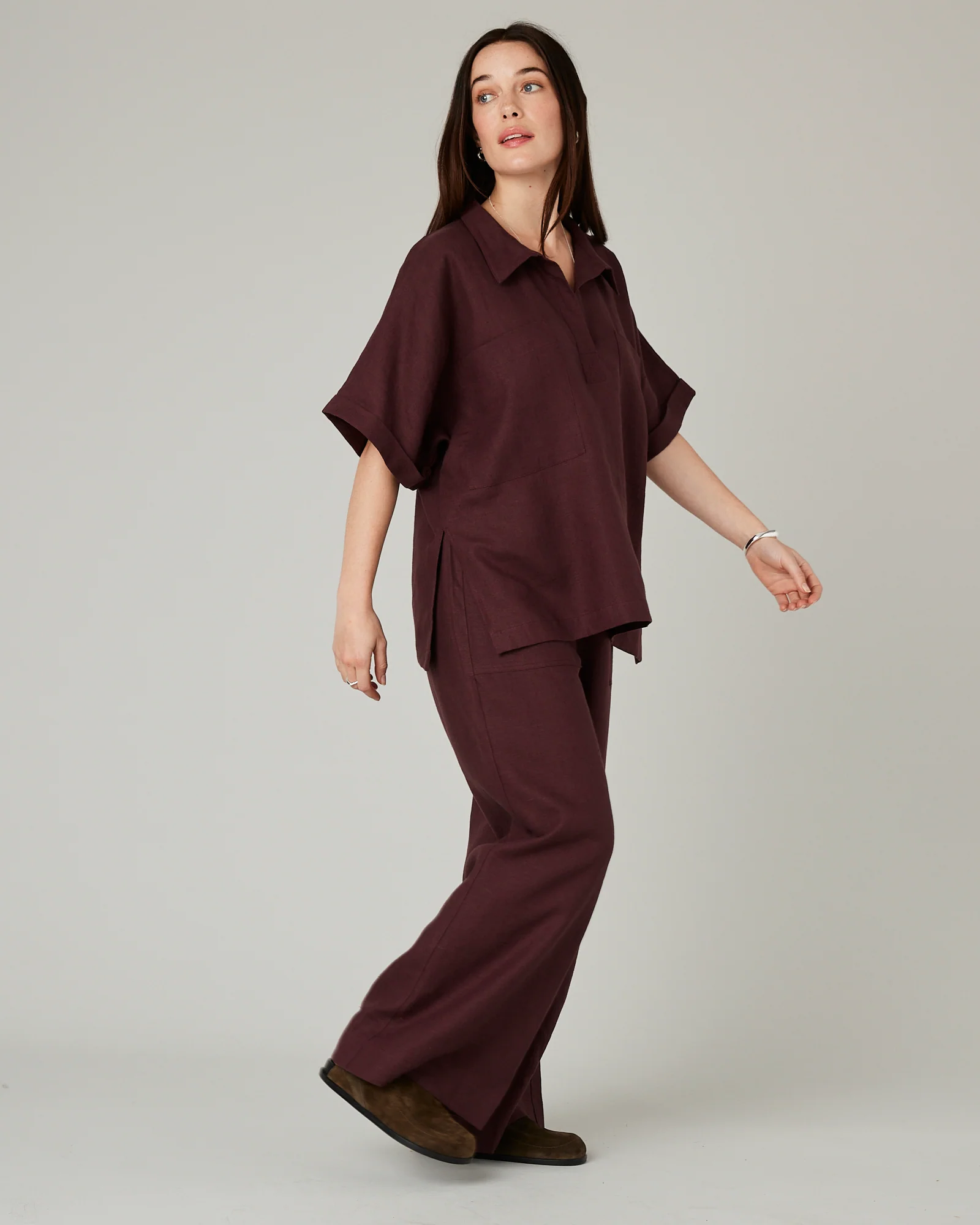 Lexi Burgundy Linen Trousers - Image 8