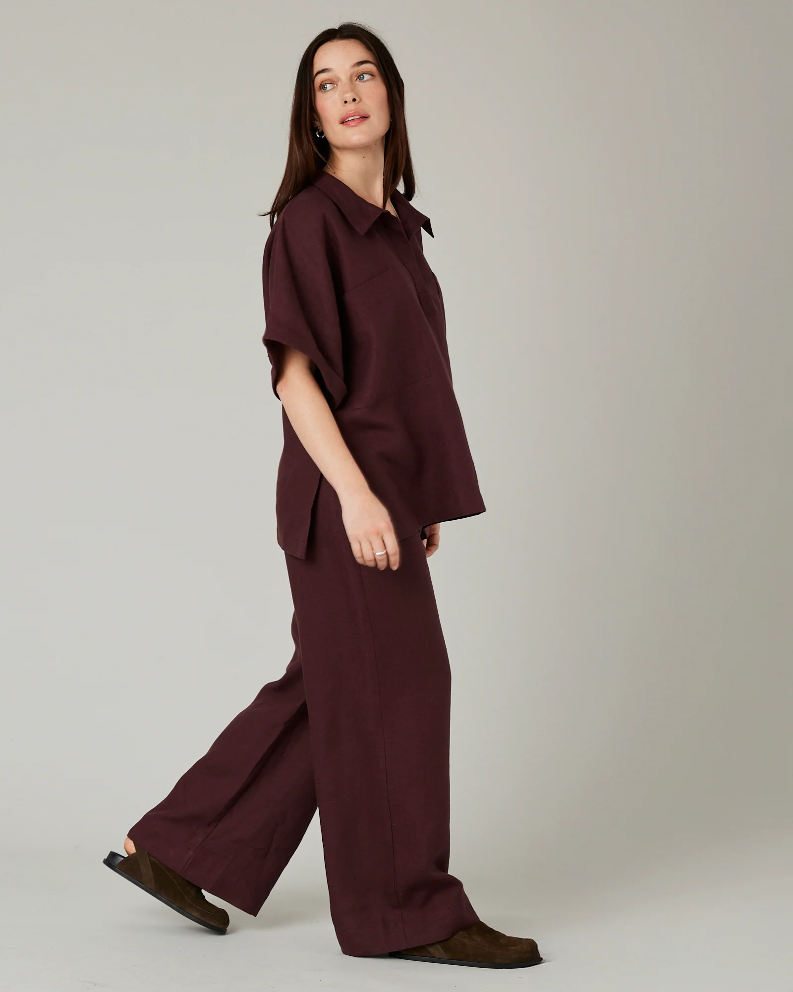 Lexi Burgundy Linen Trousers - Image 9
