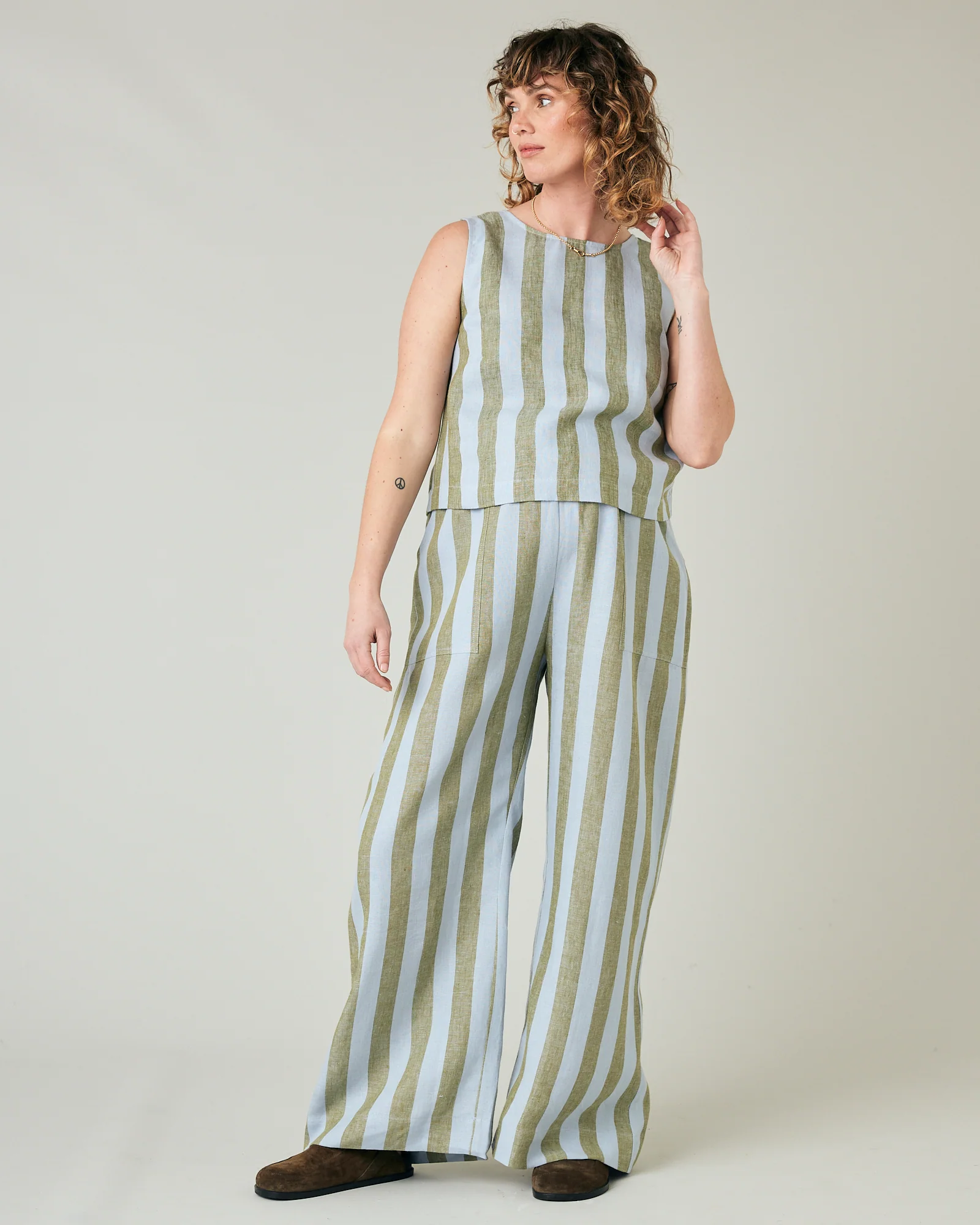 Lexi Meadow Stripe Linen Trousers - Image 10