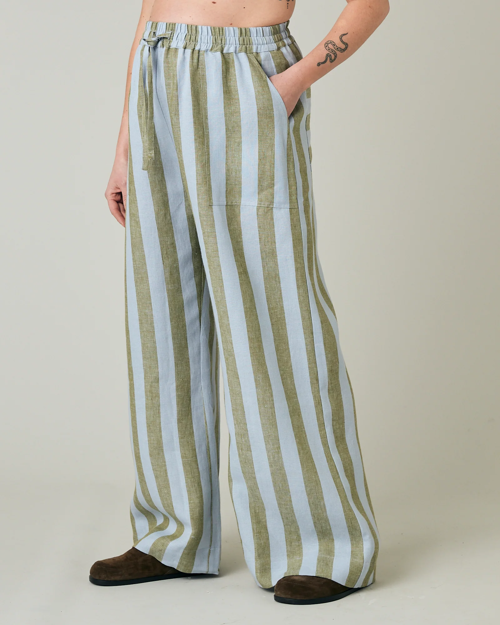 Lexi Meadow Stripe Linen Trousers - Image 11