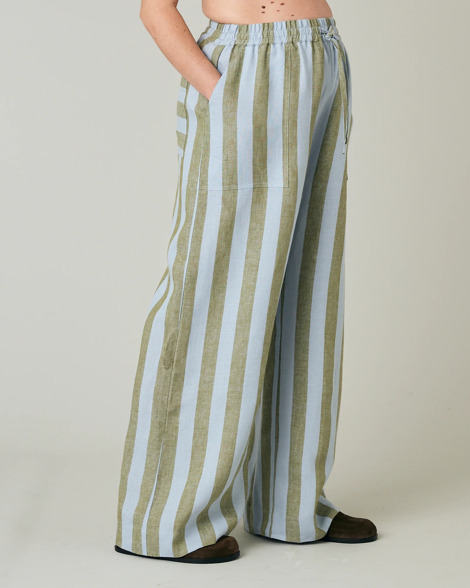 Lexi Meadow Stripe Linen Trousers - Image 13