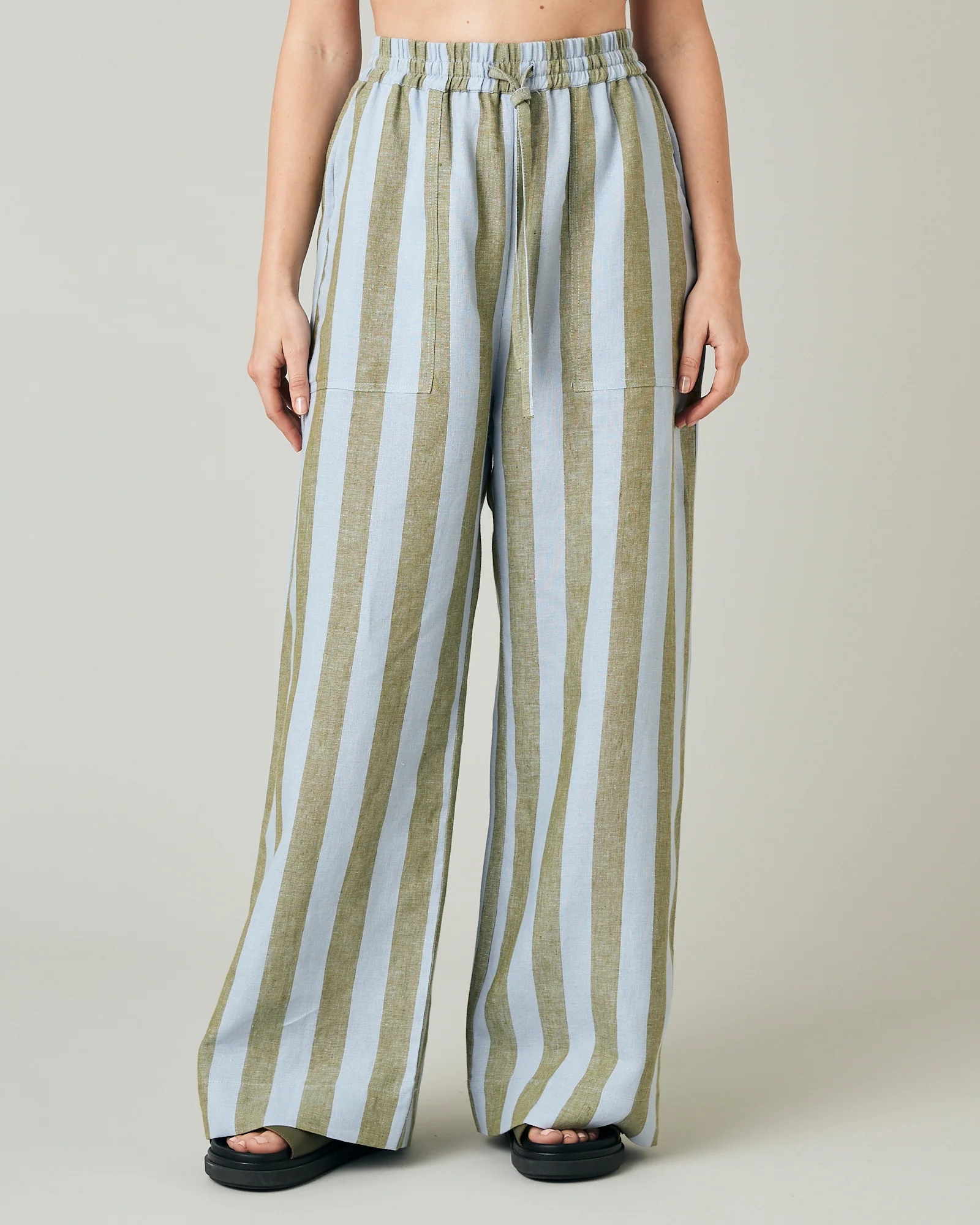 Lexi Meadow Stripe Linen Trousers - Image 3