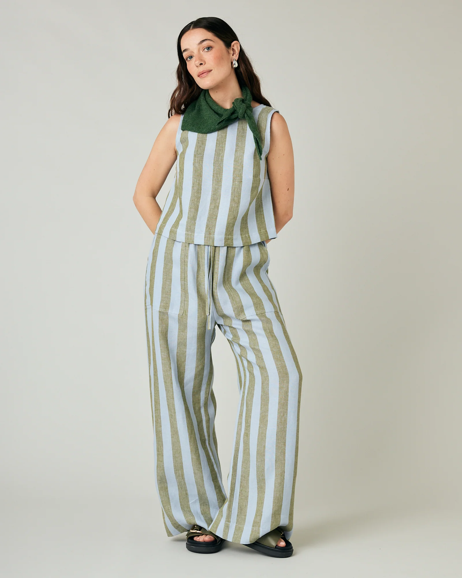 Lexi Meadow Stripe Linen Trousers - Image 7