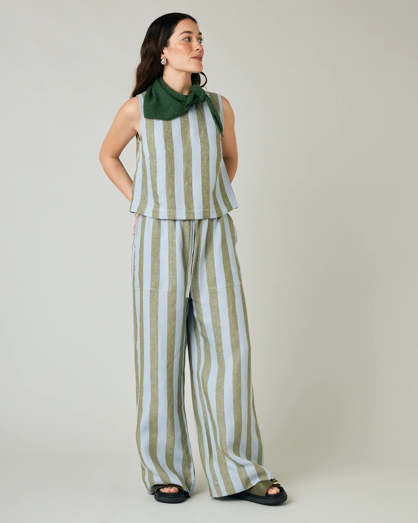 Lexi Meadow Stripe Linen Trousers - Image 8
